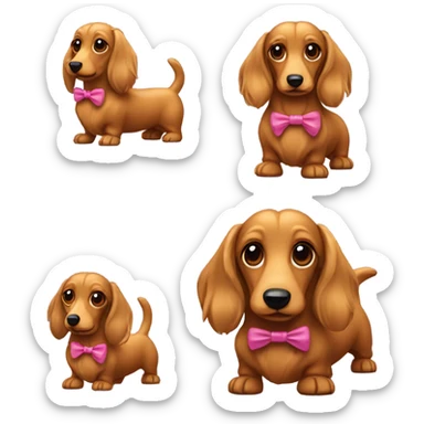 Mini long haired wiener dog with bows  sticker