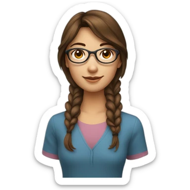 Une fille avec brune avec deux mèche décoloré et des lunettes sticker