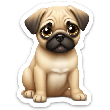Fawn pug puppy sticker