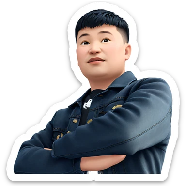 boy in black denim jacket sticker