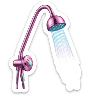 Pink glittery full shower with shower head and wall  sticker