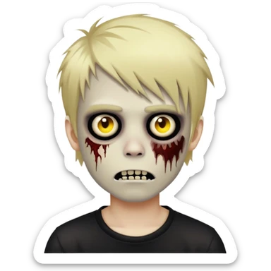 boy zombie with blonde emo hair emoji sticker