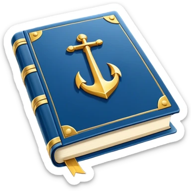 Un libro azul navy con detalles dorados, bordes metálicos y un engranaje dorado con una flecha ascendente como productividad en la portada, irradiando productividad, estrategia y éxito en movimiento sticker
