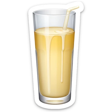 the drink is white, the glass is narrow and tall and There is only white liquid inside,photo realistic sticker