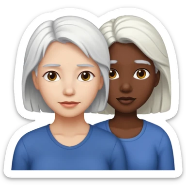 Madre con pelo blanco y hija adulta morena sticker