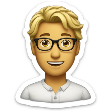 guy with glasses and curtain hairstyle sticker