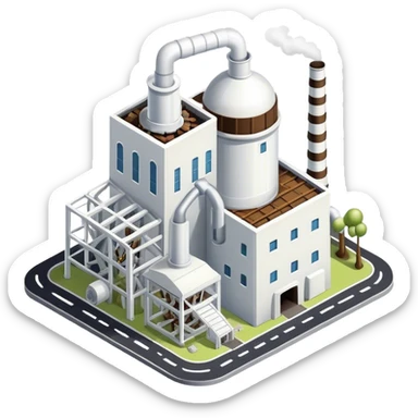 Isometric small white sugar factory  sticker