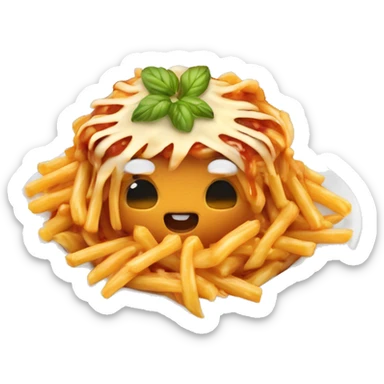 Poutine qui mange des spaghettis  sticker