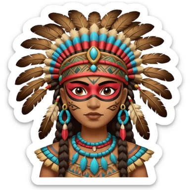 face full maya masked tradational mayan woman warrior half boudy  sticker