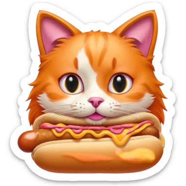 Cat eating a hotdog sticker
