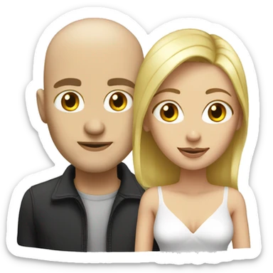 Couple. Male bald. Woman blonde. 35 sticker