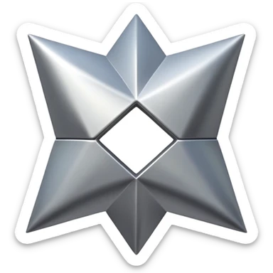 simmetry rhombus, icon, silver iron, smooth in the middle sticker