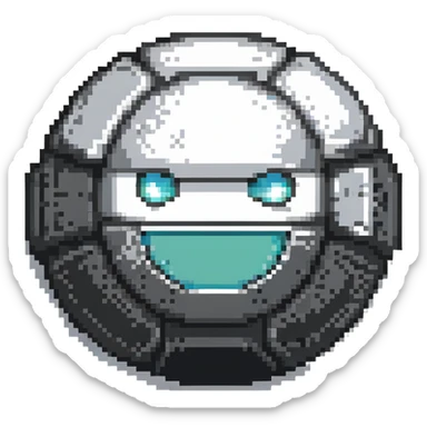 Black digital bomb, round bomb body with silver highlights and details, no timer, sleek ninja-inspired design, pixel art style sticker