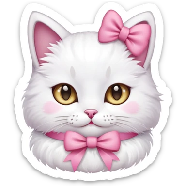 A cat wearing a bow while blushing  sticker
