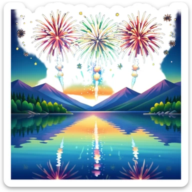 Fireworks at the lake sticker
