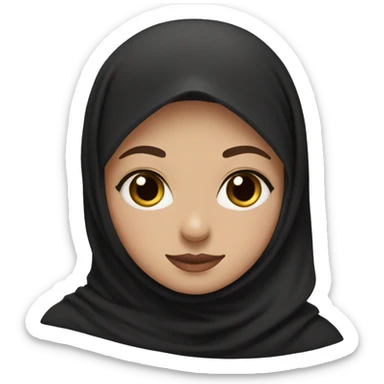girl wearing black hijab that is white with light pink cheeks sticker