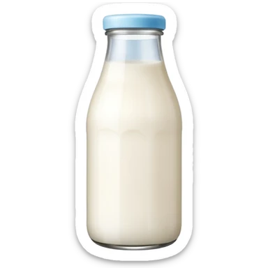 Cute glass milk bottle with white milk sticker