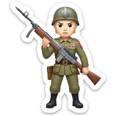An angry norwegian soldier. full height with weapon sticker