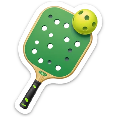 pickleball emoji, simple, bright, green paddle, yellow ball sticker