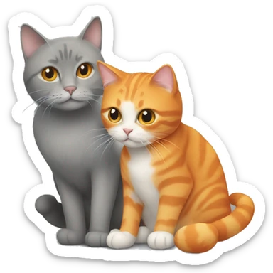 Orange cat and gray cat together sticker