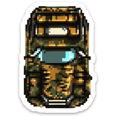 Tiger tank from a top-down view, pixel art style sticker
