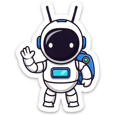 Cute android robot mascot with antenna sticker