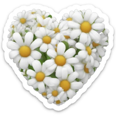 White Heart with flowers  sticker