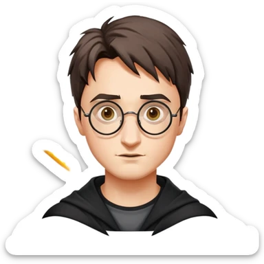 Harry Potter with round glasses and lightning scar sticker