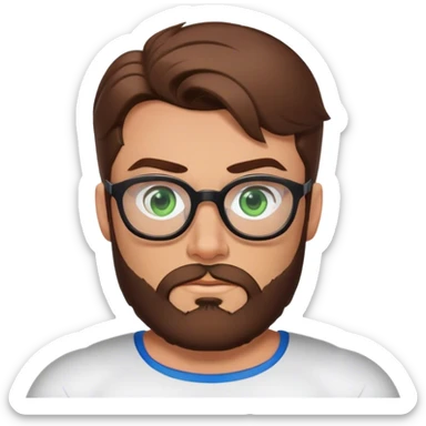 Superman with brown hair, a beard, and glasses on. Eyes are green. Rolling eyes face sticker