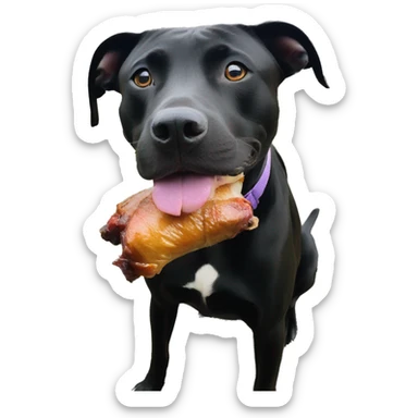 black pitbull lab mix with a turkey leg sticker