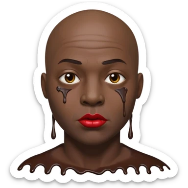 Bald man with huge lips and drown chunky paint on his face  sticker