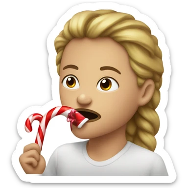 Sucking on candy cane sticker