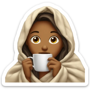 girl inside a blanket sipping coffee eyes closed sticker