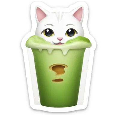 A cat with a matcha latte  sticker