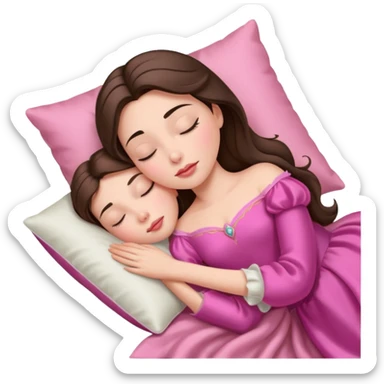 sleeping beauty brunette white girl with a silk pillow sticker
