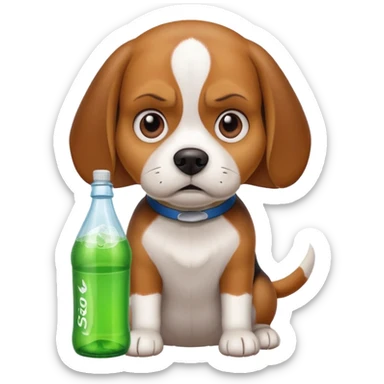 angry beagle with sprite bottle  sticker
