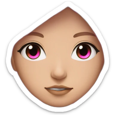 Anime girl with pink shoulder long hair, having a black cyberpunk cloak over half of her head, pink eyes sticker