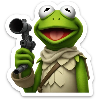 Kermit the frog with a bazooka sticker