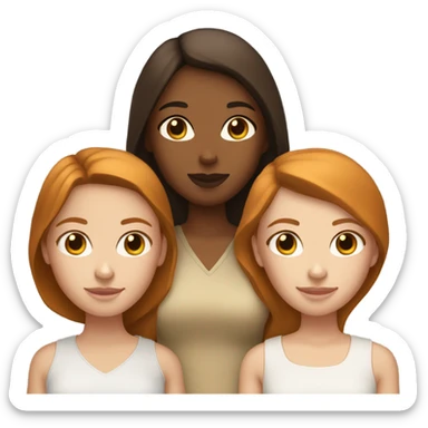 Group of three girls, two with brunette hair and tan skin and one that has ginger hair and pale skin sticker