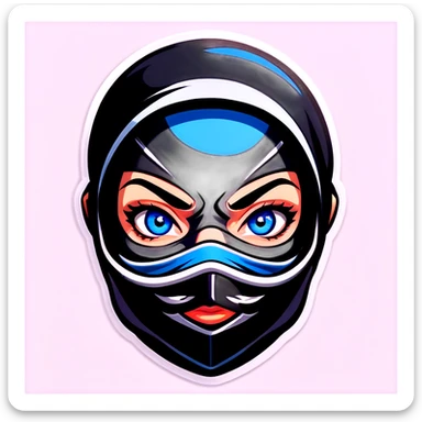 Female ninja with blue eyes and septum piercing  sticker