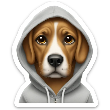 Dog wearing a hoodie sticker