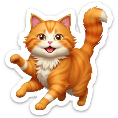 An orange cat running happy because he sees food. sticker