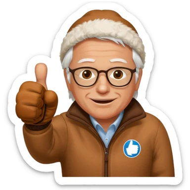 thumbs up in bernie sanders brown mitten sticker