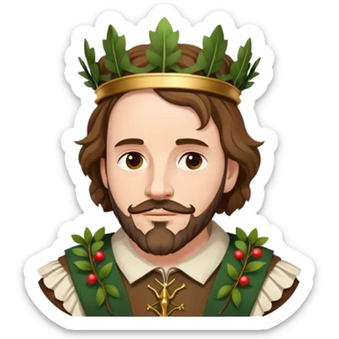Shakespeare wearing a laurel wreath crown as the Bard sticker