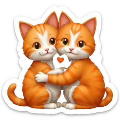 two happy cats hugging in love sticker