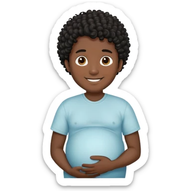 Pregnant man with black curly hair  sticker