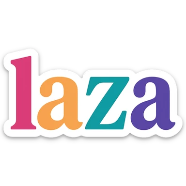 colorful modern text image with the word 'laza' in the center, varied colorful fonts, no emoji or face sticker