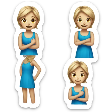 smiling girl in blue dress but make her sick sticker
