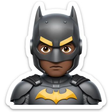 Batman emoji, armored suit, serious expression sticker