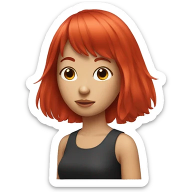 A girl with red hair and bangs sticker